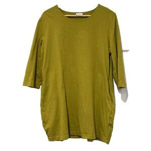 Pacific Cotton Womens Dress S Green USA Lagenlook Boxy Art Wear Boho‎